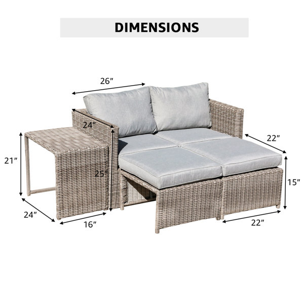 Morland 5 Piece Rattan Sectional Seating Group with Cushions Sand & Stable Cushion Color: Turquoise