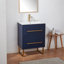 Meuble-lavabo simple 24 po en bois bleu avec plateau en céramique