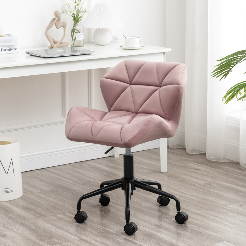 Fauteuil de bureau réglable en velours mauve - Diamant, mousse haute confort, pivotant sur 360 °, relevable, velours pivotant à base en métal, coussin en mousse souple, rotation à 360 degrés, résistant au gaz