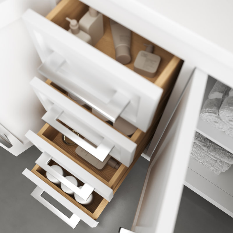 Ensemble de meuble-lavabo double 63 po avec miroir Zakare, Blanc