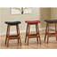 Tabourets à hauteur de comptoir en bois massif de style Mid-Century moderne avec siège en similicuir noir pour les tabourets de cuisine et de salle à manger