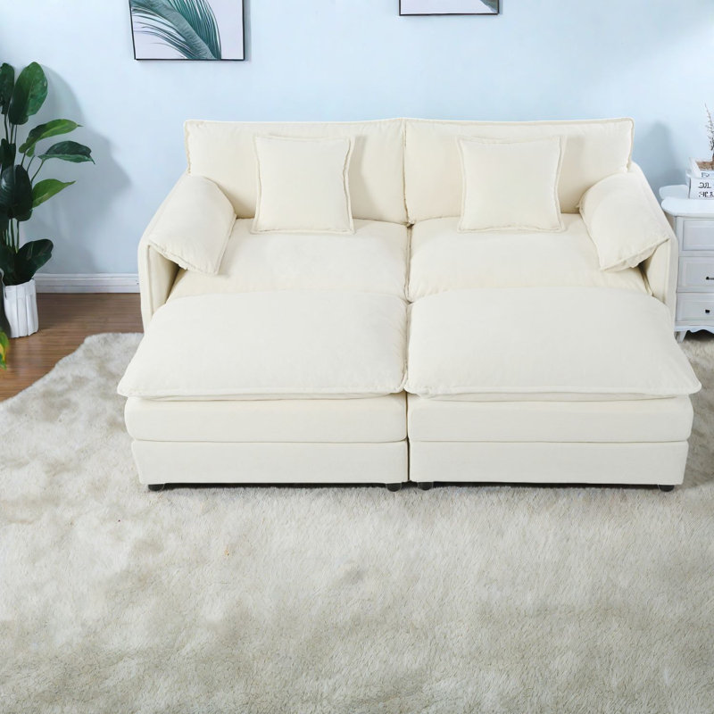 Canapé modulaire spacieux, revêtement en chenille, élégance moderne pour les salons
