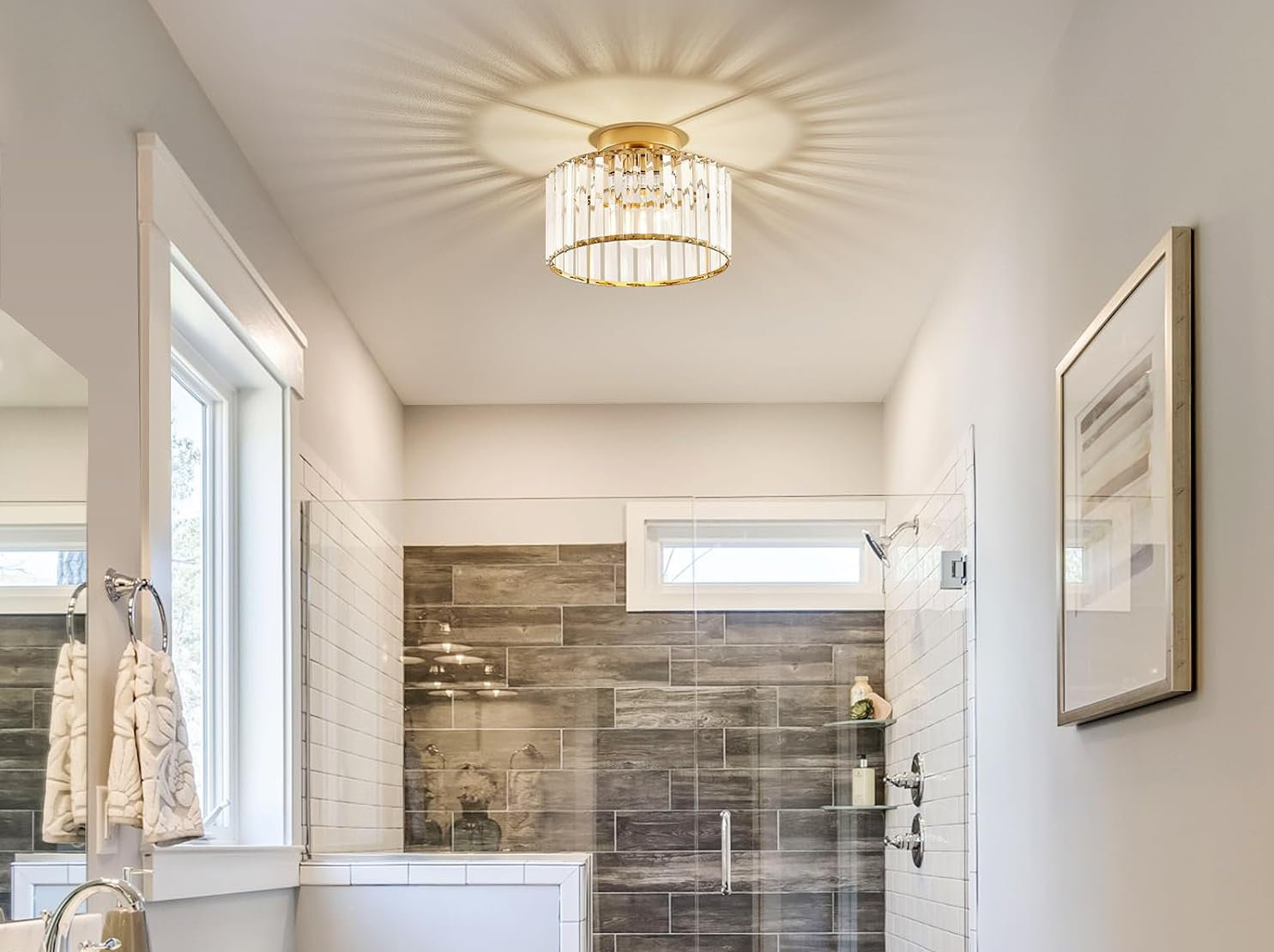 Flush Mount Ceiling Light YYJLX Crystal Semi Fixture E26 Wayfair Gold ...