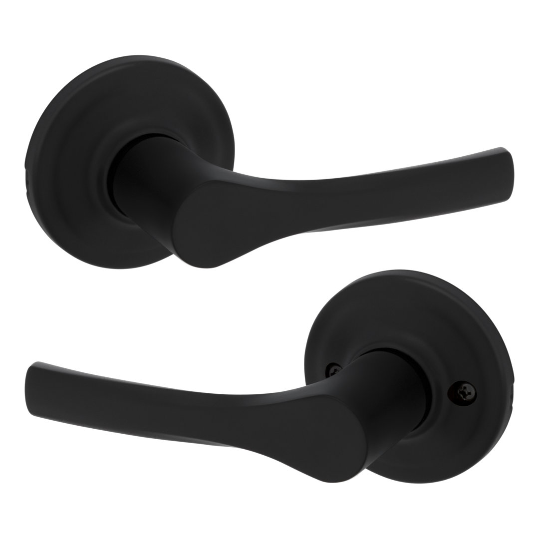 Henley Matte Black Door Lever Kwikset