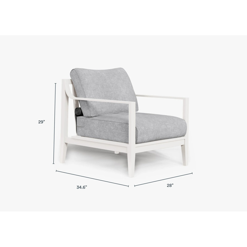 White Aluminum Outdoor Armchair Conversation Set, Pacific Fog Gray