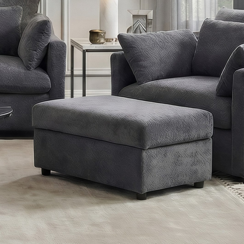 41" Upholstered Rectangular Ottoman - Downy Twilight, Polyester - Downy Twilight