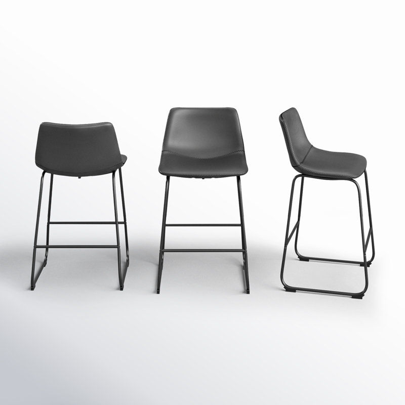 Bela 24" Leatherette Counter Stool, Gray Faux Leather