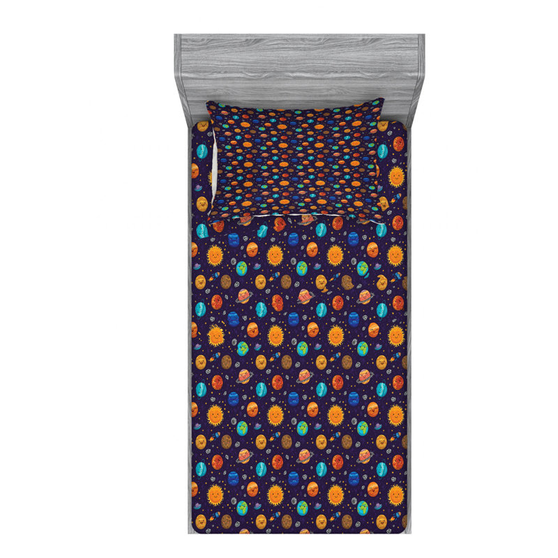 Space Microfiber Sheet Set, Twin Sheet Set with Fitted Sheet