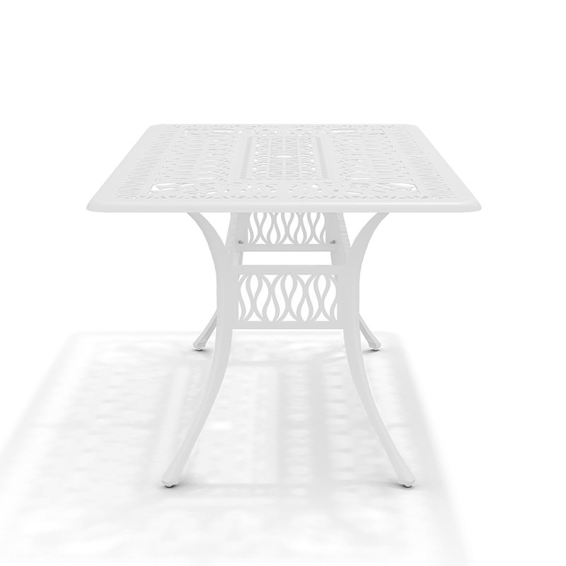 Cheetara Rectangular Metal Outdoor Dining Table With Umbrella Hole , 149.5cm cm W 89cm cm D, White