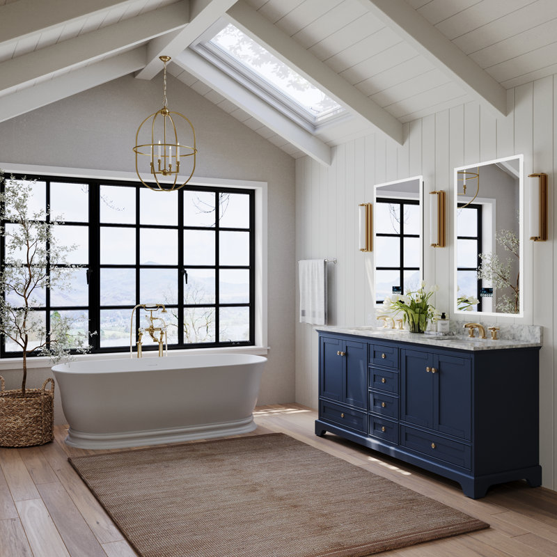 Audrey 72'' W Vanity, Heritage Blue | Brushed Gold