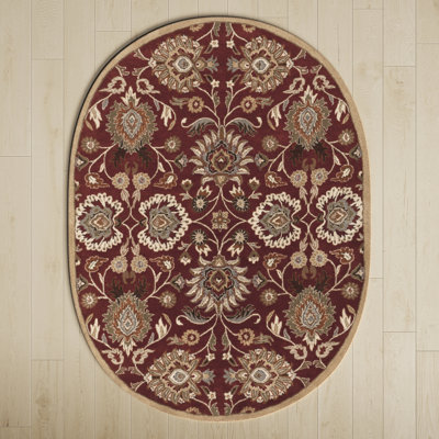 Arden Burgundy Hand-Tufted Wool Floral Rug