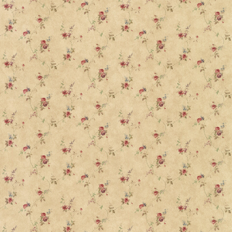 Pretty Prints Lauras Floral Trail 10.05m x 53cm Matte Wallpaper Roll, Red/Beige