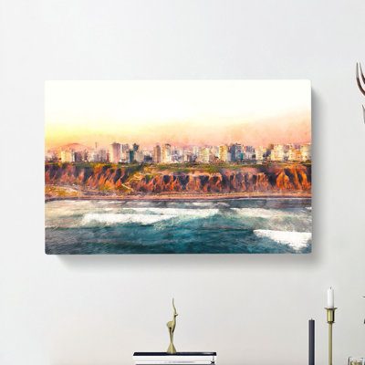 Lima Skyline in Peru - Wrapped Canvas Painting Print