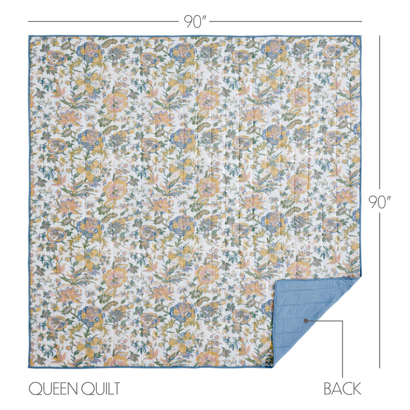 Cotton Floral Quilt, Queen