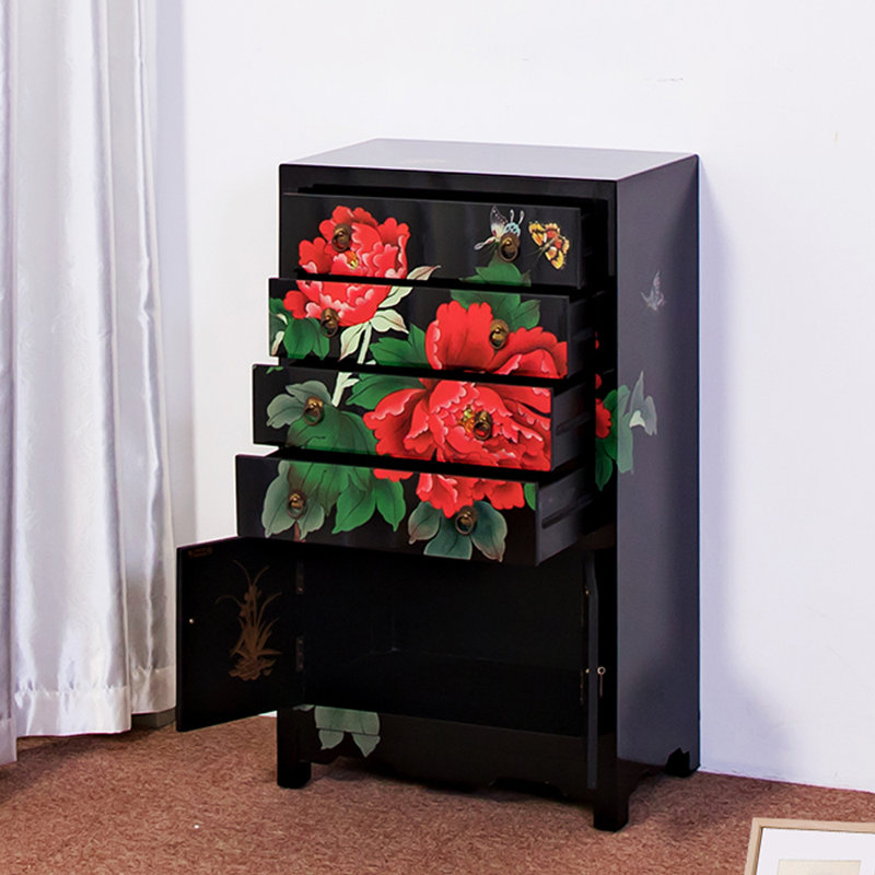 Hand-Painted Entryway Cabinet, Black