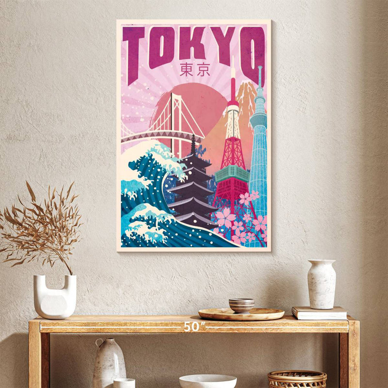 Affiche rétro de Tokyo, H 39 po x l 26 po