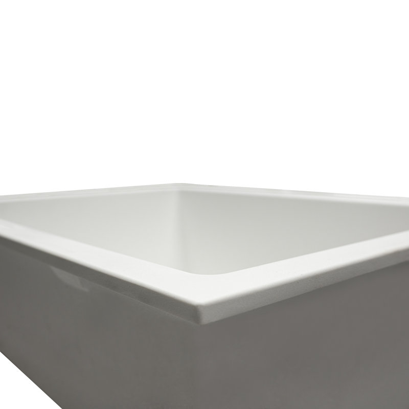 Évier de cuisine à simple cuve encastrable 24 po x 18 po Quartz, Blanc