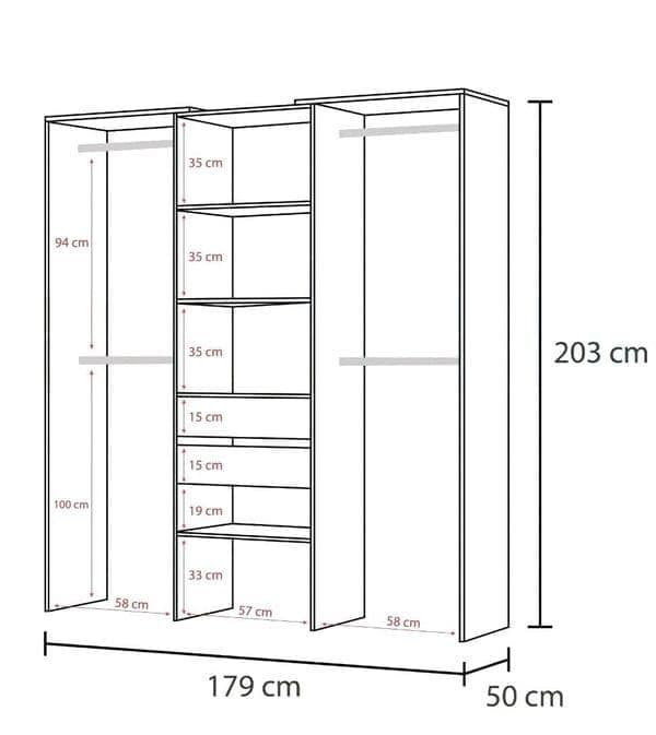 Cansever 70.47cm Solid Wood Closet System