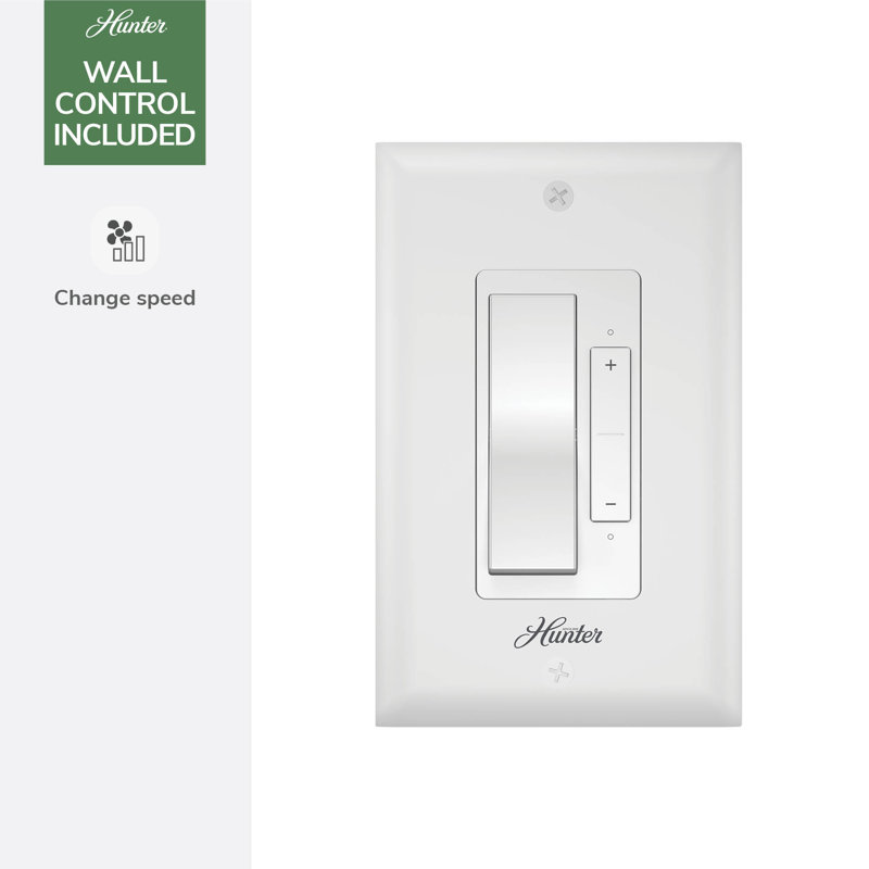 Hunter 60 inch Cassius ENERGY STAR® Damp Rated Ceiling Fan wtih Wall Control, Fresh White, Light Stripe/Fresh White