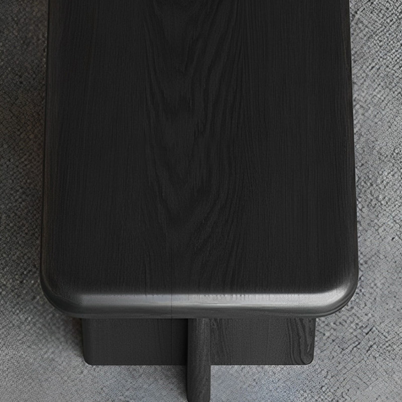 Banc en bois massif Stromain, Noir, H 17,71 po x l 70,86 po x P 13,77 po