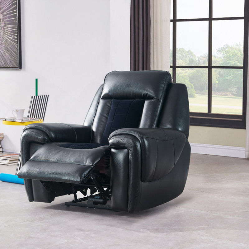 Soft Recliner, Clark Blanche Black/Velvet Power Recliner With LED