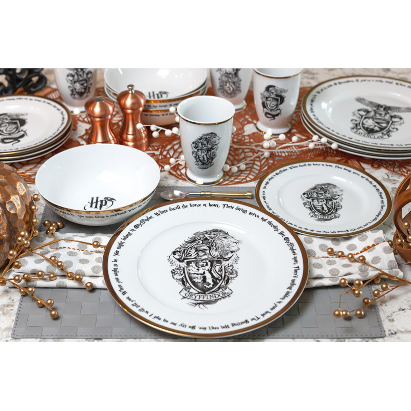 White Ceramic Hogwarts House 16-Piece Dinnerware Set