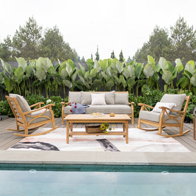 Malena 5 - Person Teak Outdoor Conversation Set With Cushions