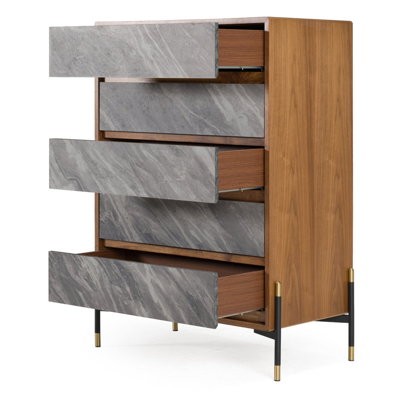 Sisemore Mid-century Walnut & Grey Chest