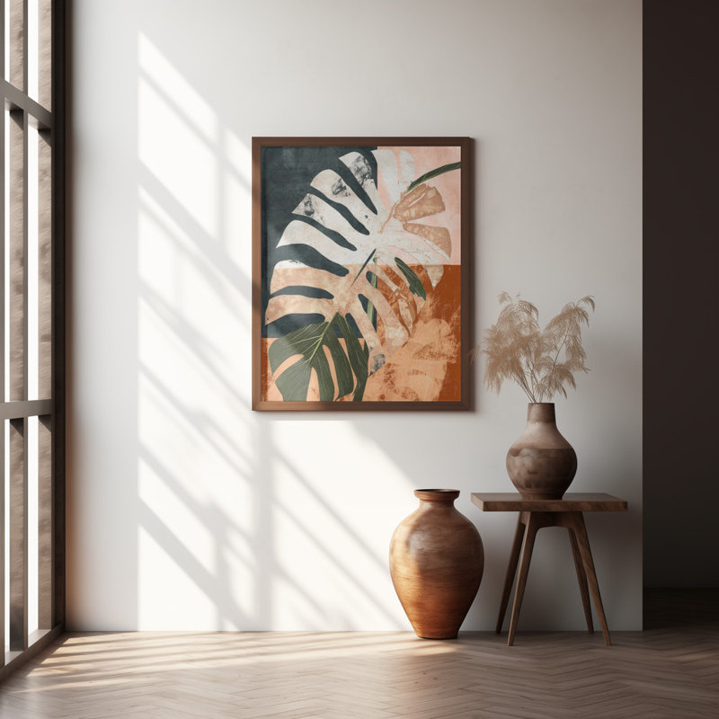 "Into the jungle", art mural texturé encadré, Naturel, H 14 po x l 10 po