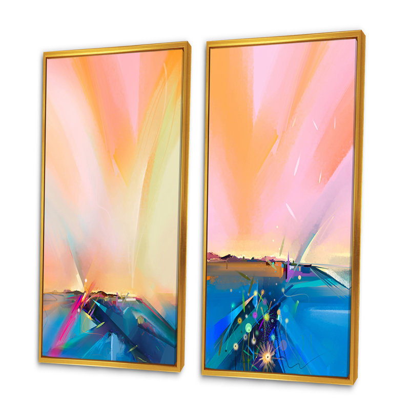 Ensemble de 2 impressions sur toile, "Ocean Waves", H 40 po x l 40 po x P 1 po, Cadre flottant doré