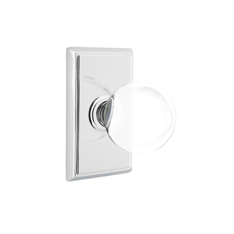Passage Bristol Knob with Rectangular Rose, Polished Chrome