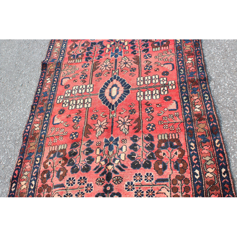 Tapis rouge rétro noué à la main 3 po 5 po x 6 po 9 po