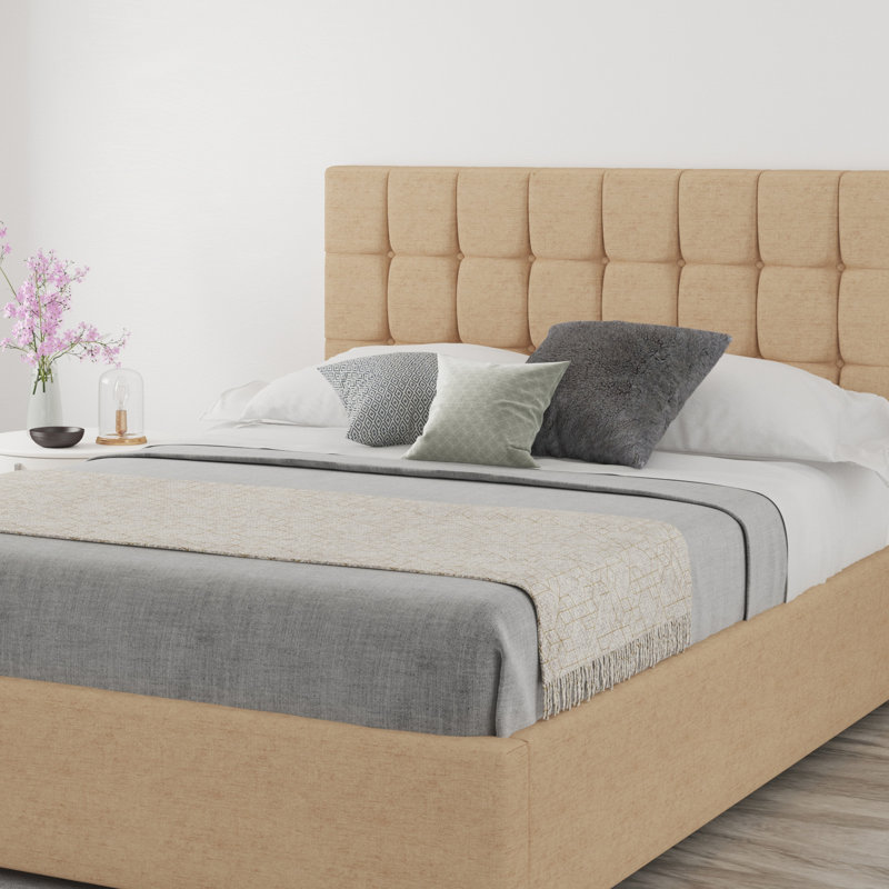 Wellington Upholstered Twill Panel Headboard, Super King (6'), Velour Champagne