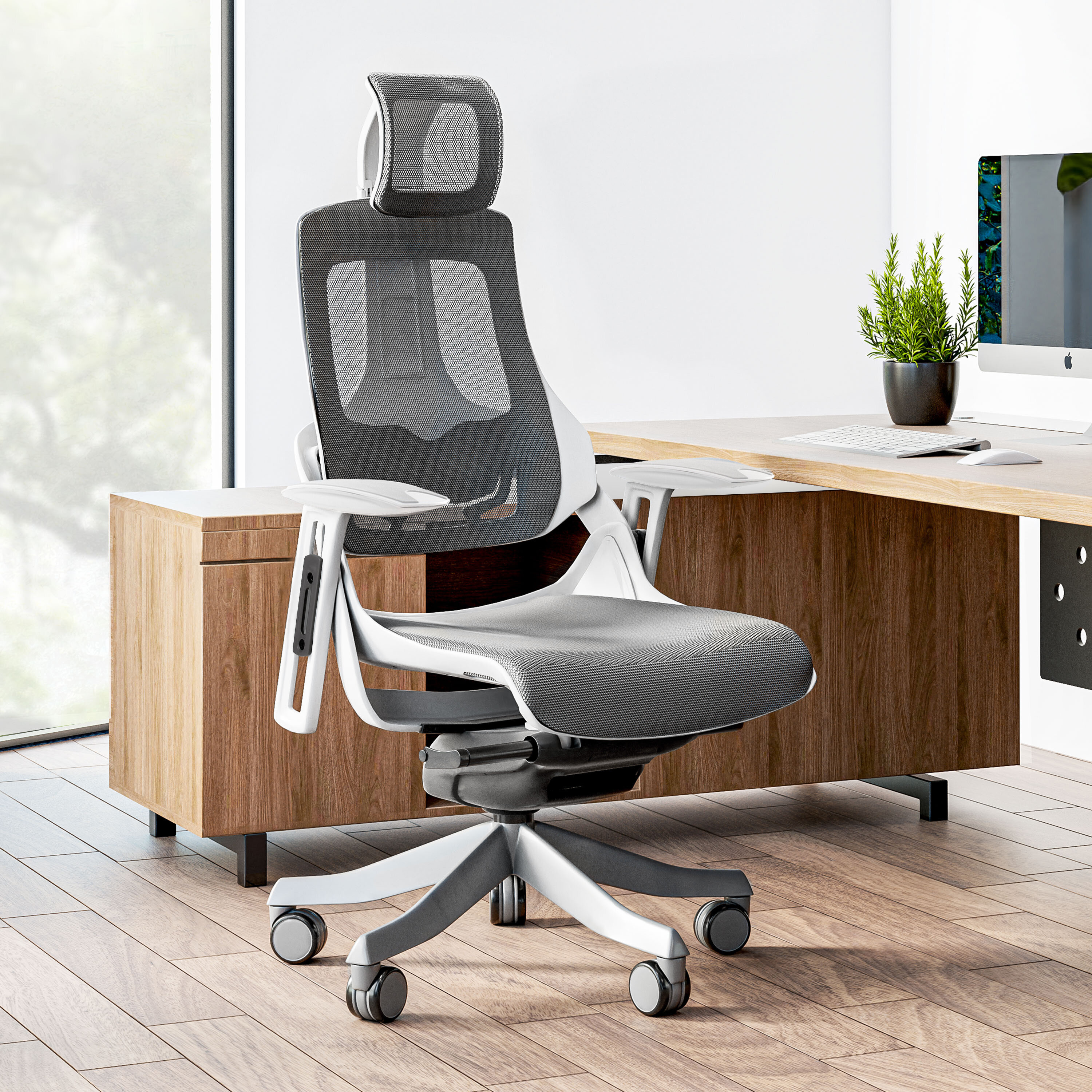 Hbada Ergonomic Office Chair with 2D Adjustable Armrest, Office Chair with 2D Adjustable Lumbar Support, Computer Chair with Tilt Function, Desk Chair