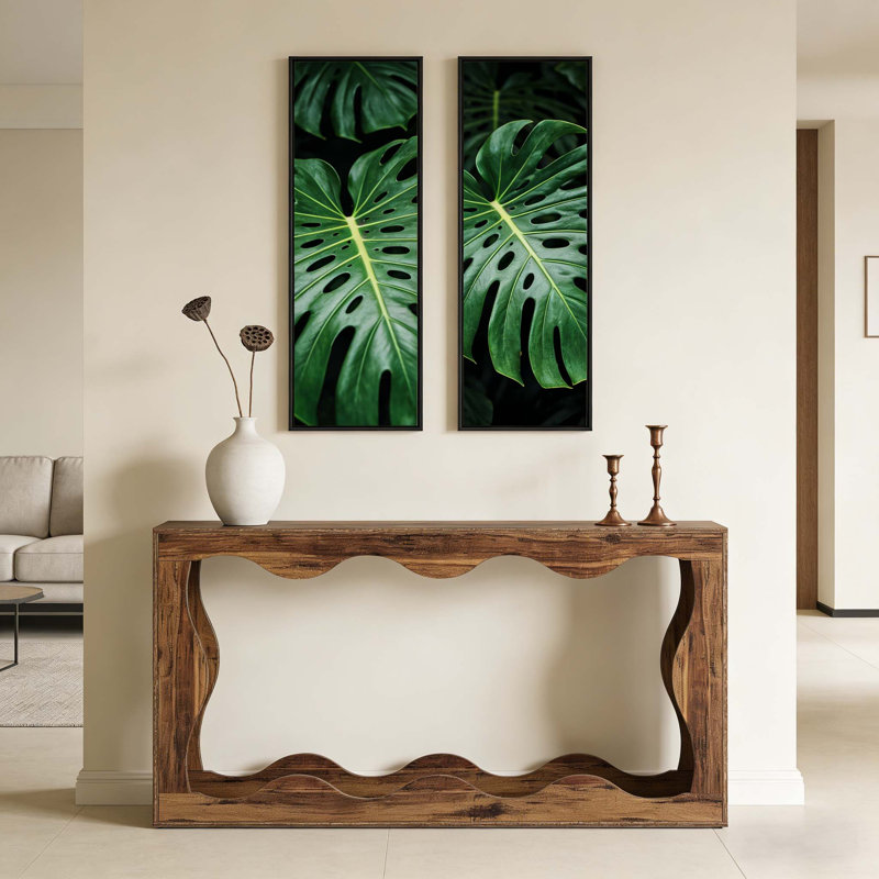 Console 63 po, canapé de table d'entrée de style campagnard derrière le canapé, Brun rustique