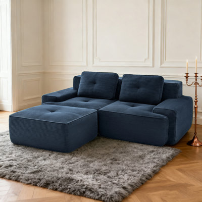 Canapé modulaire en nuage 81,9 po, canapé modulaire avec assise profonde et canapé en velours côtelé avec méridienne en L pour le salon, aucun assemblage requis