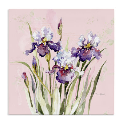Purple Irises on Pink Canvas, design by Susan Winget