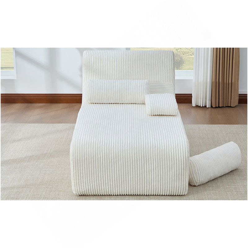 Canapé moderne sans méridienne 34,2 po, Beige Corduroy, Beige