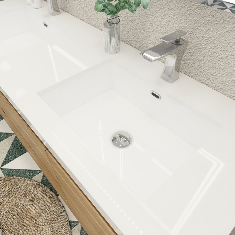Ensemble de meuble-lavabo double 59 po Aylanna, Chêne blanc