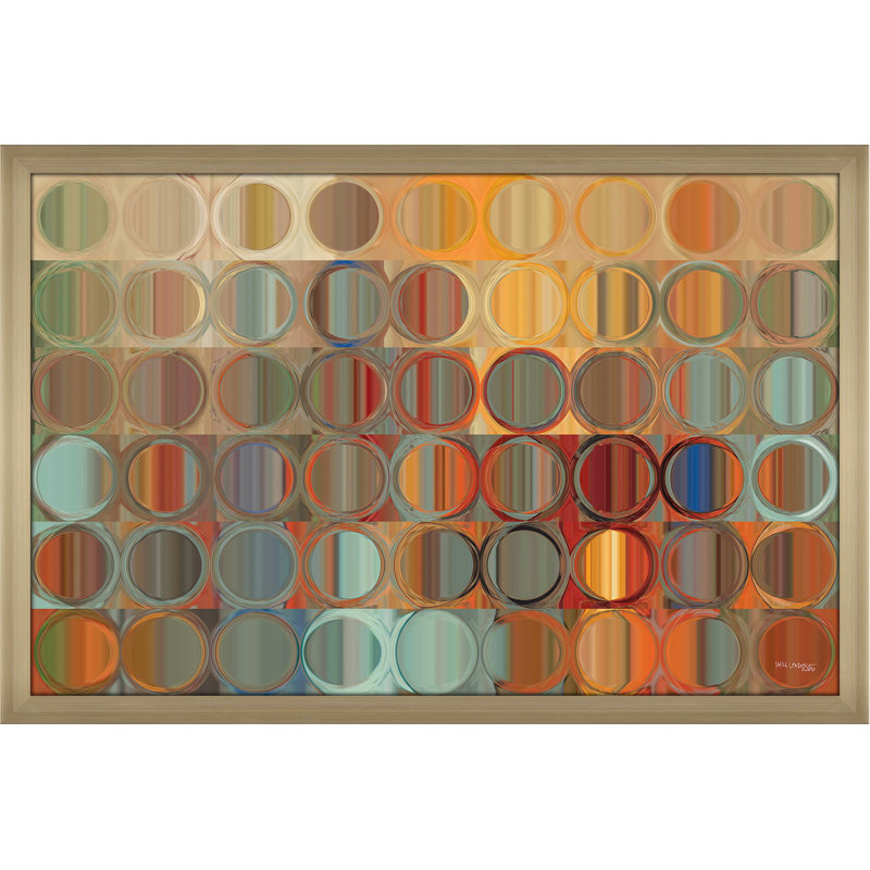 Circles and Squares 15 par Mark Lawrence - Impression sur toile, H 21,5 po x l 27,5 po, Encadrement champagne, Champagne