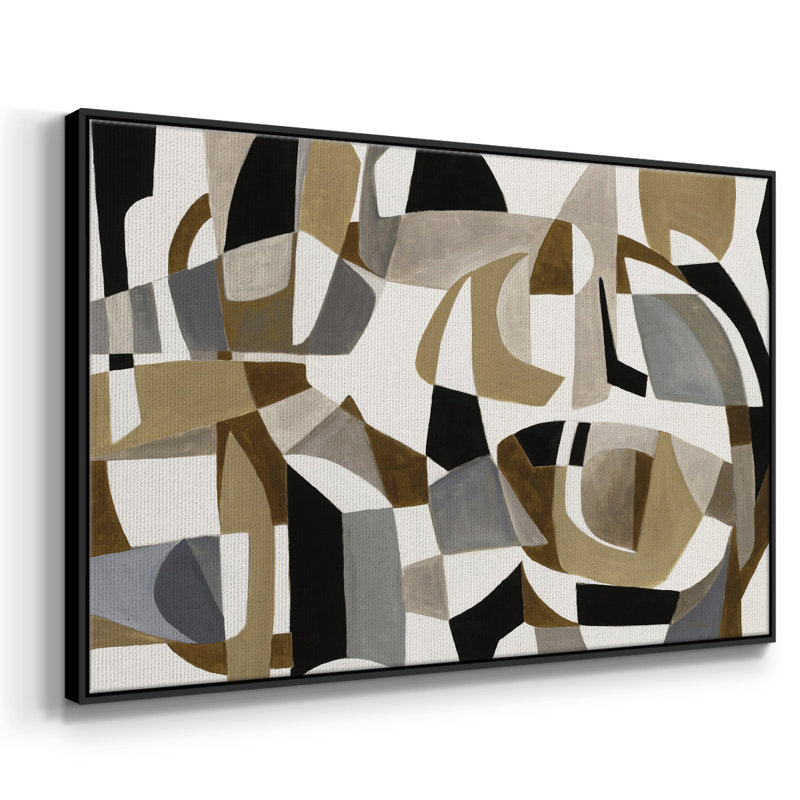 Jeu de cercle encadré sur toile, H 25 po x l 37 po x P 2 po, Noir