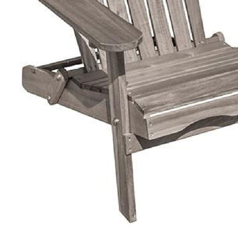 Geli Outdoor Adirondack Chair, Slatted Back, Wood, Gray