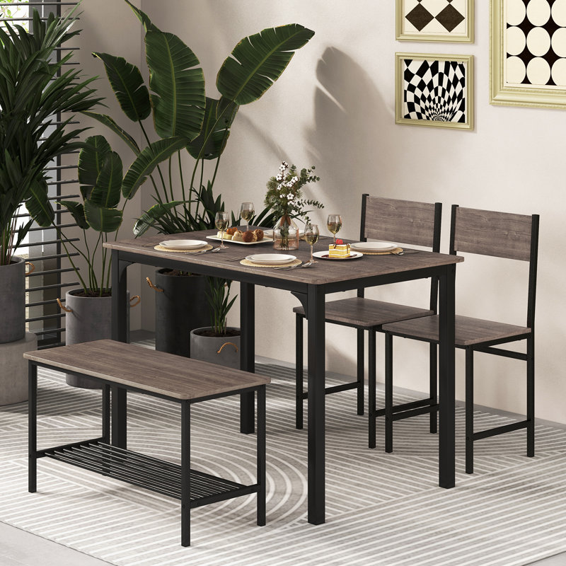 Ensemble repas pour 4 personnes Moorhead, gris, Gris / noir