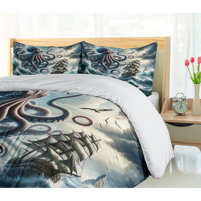Nautical Duvet Cover, California King Duvet Cover + 2 Standard Shams