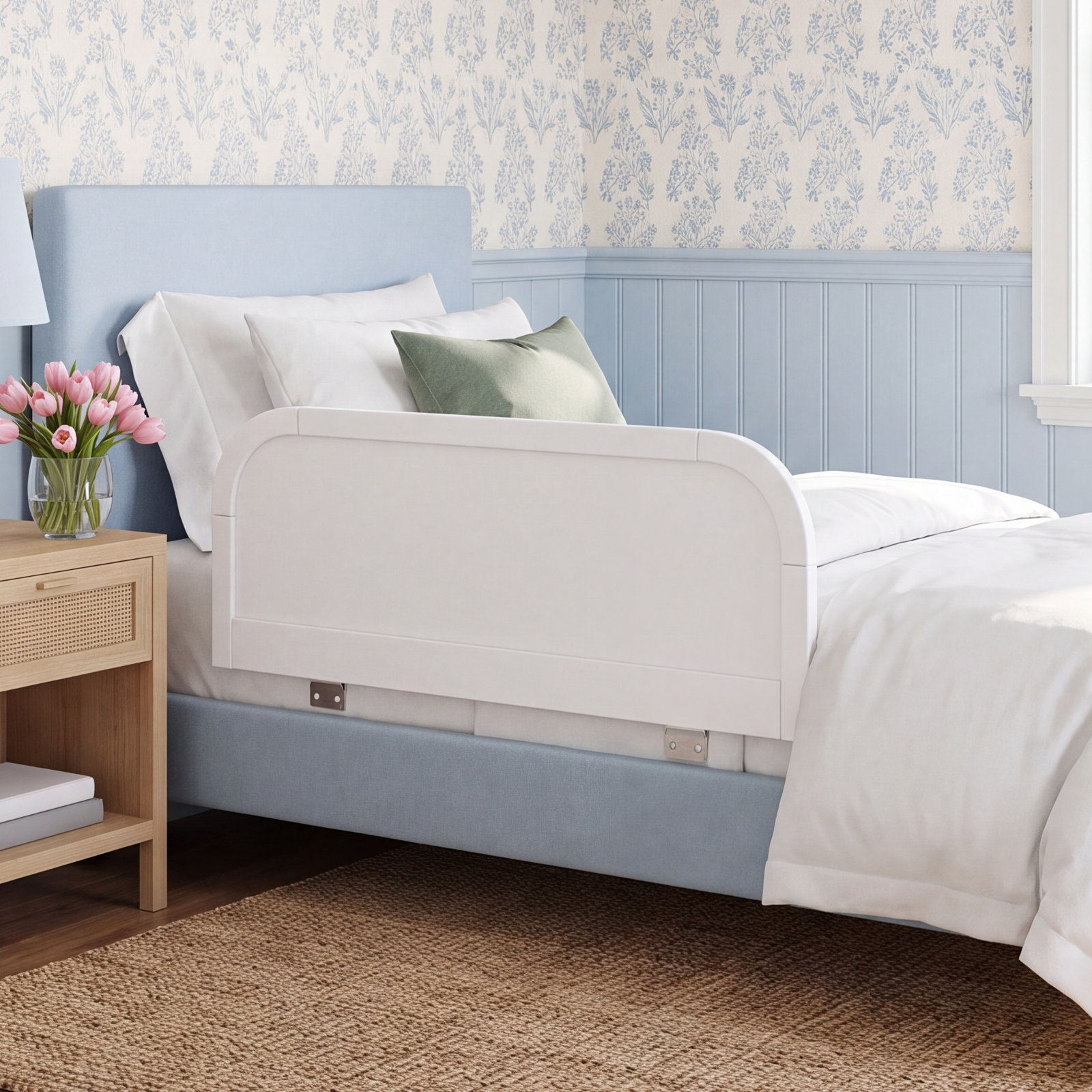 Twin or Full Bed Guardrail, White