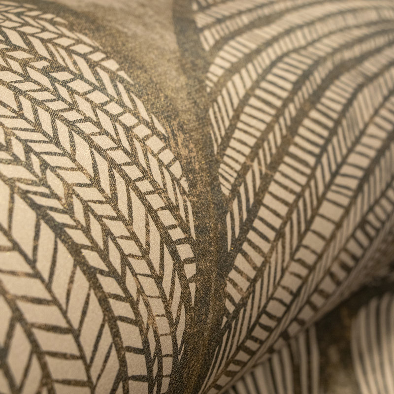 Julie Feels Home Collection Glitter/Shimmer Large Monstera Leaf Wallpaper Roll, Black Walnut