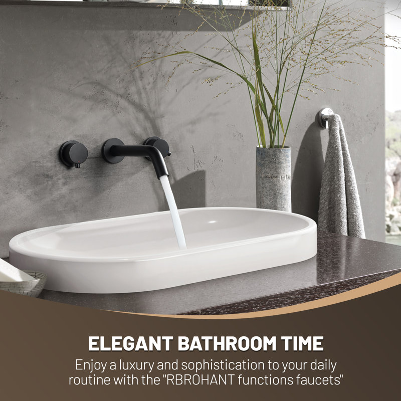 Wall Mounted Optional 2-handle Bathroom Faucet, Matte Black