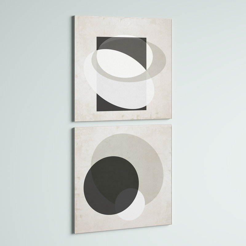 Moderniste Neutre III, ensemble de 2 reproductions d'art sur toile encadrées, H 40 po x l 80 po x P 1 po, Toile tendue