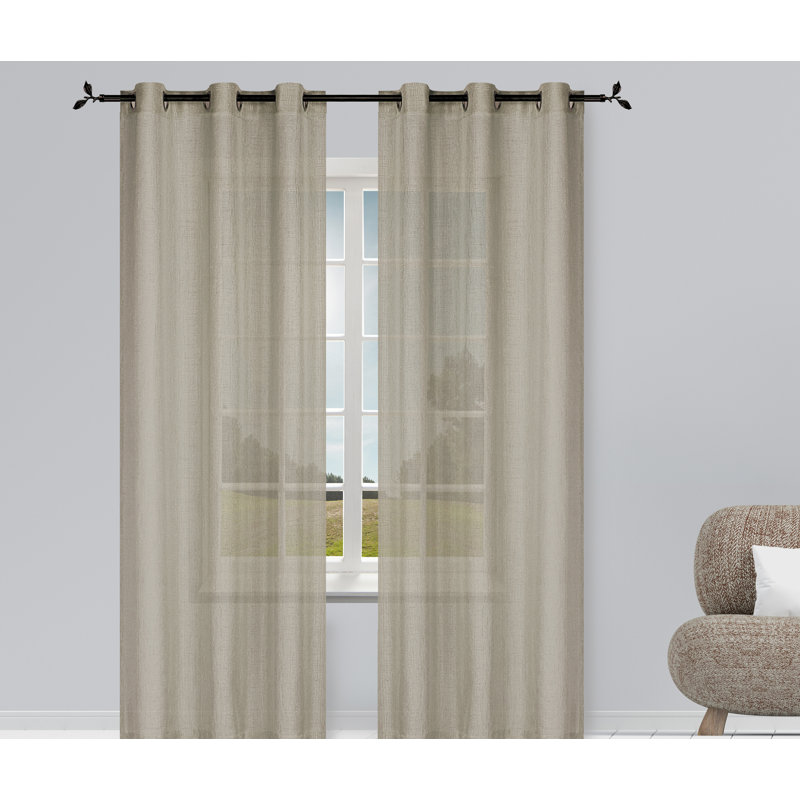 Spectrum Semi Sheer Curtain Pair, Taupe, 38" W x 96" L