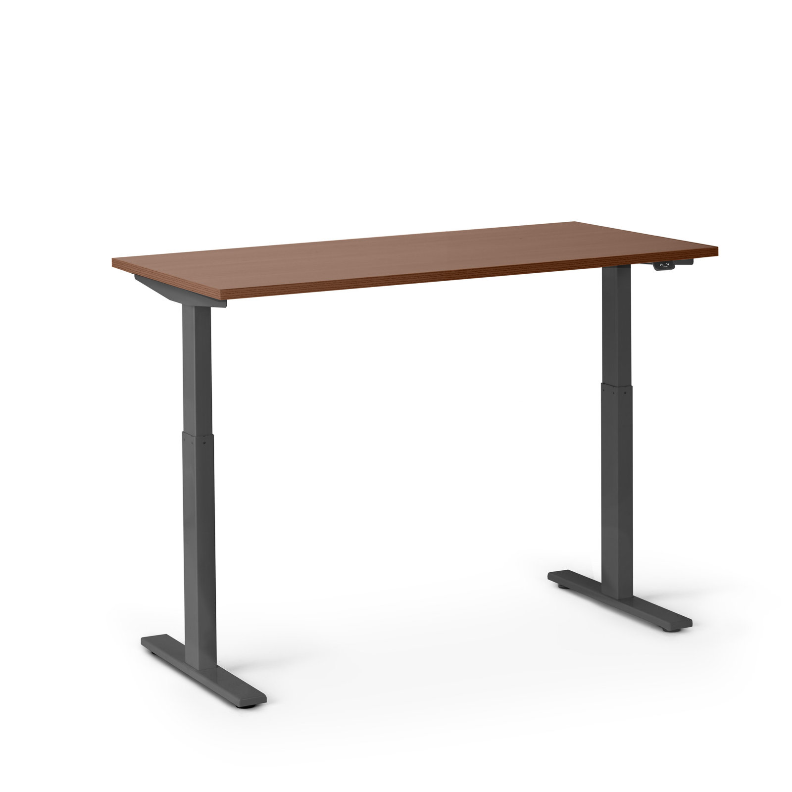 Series L 2S Adj Ht Sgl Desk, Walnut/Charcoal, 48" H x 47.25" W x 27" D